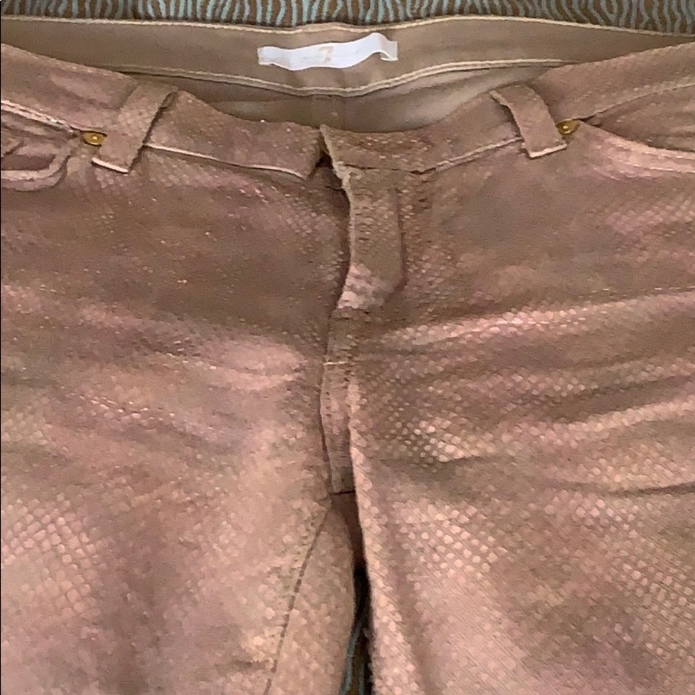 7 For All Man Kind Pink Python Skinny Jeans